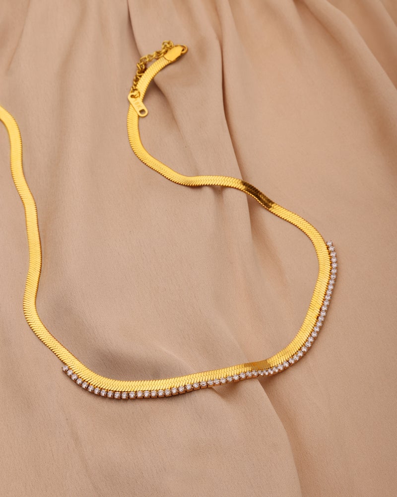 TAAHIRA 18K Gold Plated Snake Chain Zirconia Tennis Necklace - Image 2